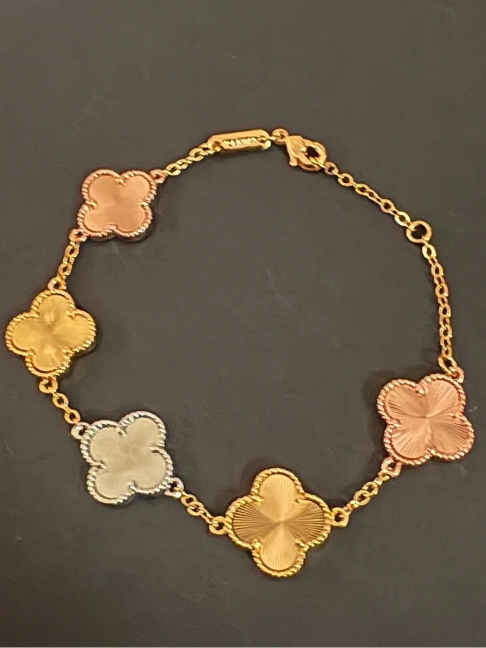 Stainless Steel Fashion Tri-Color Clover Chain Bracelet Rose Gold Yellow Silver